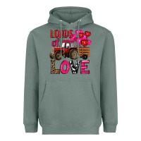 Sage valentine's day loads of love tractor with pin heart balloons Heavyweight Hoodie - RanaPortraitStore