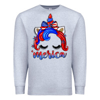 Heather Grey 4th of july 'merica unicorn Premium Sweatshirt - Zillion Design Studio