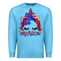 Ocean Blue 4th of july 'merica unicorn Premium Sweatshirt - Zillion Design Studio
