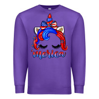 Purple 4th of july 'merica unicorn Premium Sweatshirt - Zillion Design Studio