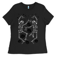 Black halloween dancing skeletons Ladies Tee - BarkalooDesign