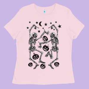 Halloween Dancing Skeletons Ladies Tee Designed By Barkaloodesign