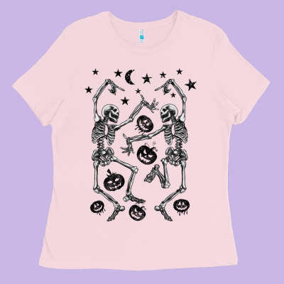 Halloween Dancing Skeletons Ladies Tee Designed By Barkaloodesign