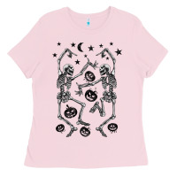 Bubblegum Pink halloween dancing skeletons Ladies Tee - BarkalooDesign