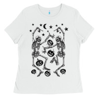 White halloween dancing skeletons Ladies Tee - BarkalooDesign