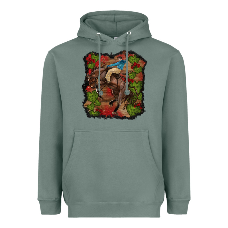 Valentine's Day Cowboy Cactus Rose Heavyweight Hoodie by RanaPortraitStore | Teevron