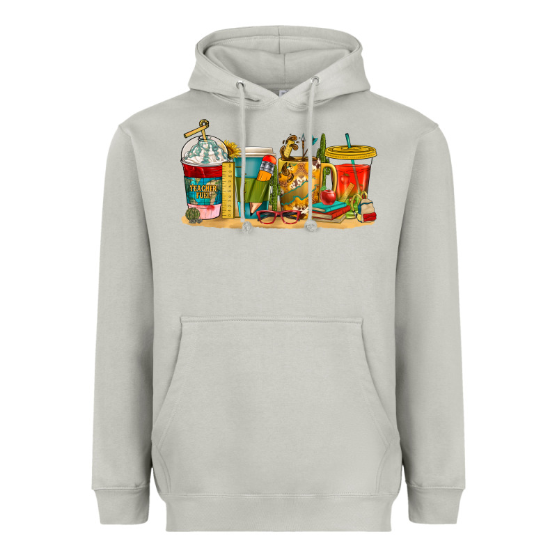 Teacher Fuel Coffee Cups Heavyweight Hoodie by texasbilliewilder | Teevron