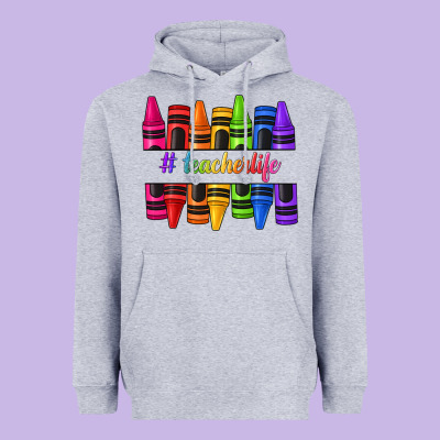 Heavyweight Hoodie teacher life crayons