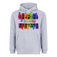 Heather Grey teacher life crayons Heavyweight Hoodie - texasbilliewilder