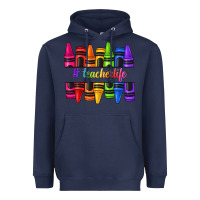Navy teacher life crayons Heavyweight Hoodie - texasbilliewilder