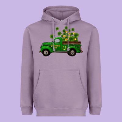 Heavyweight Hoodie st patricks truck shamrock horseshoe gold