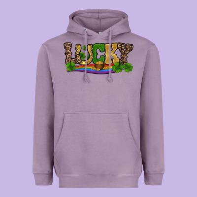Heavyweight Hoodie st patricks shamrock gold with rainbow
