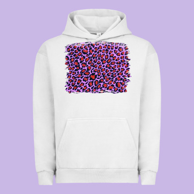 Lilac Leopard With Red Glitter Urban Hoodie Designed By Artiststas