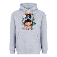 Heather Grey teacher life messy bun Heavyweight Hoodie - texasbilliewilder