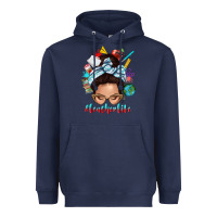 Navy teacher life messy bun Heavyweight Hoodie - texasbilliewilder