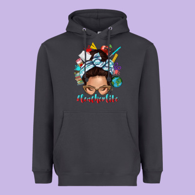Heavyweight Hoodie teacher life messy bun