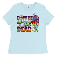 Baby Blue coffee brings me back dead Ladies Tee - BarkalooDesign
