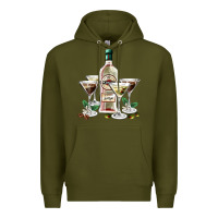 Army Green martini glasses and martini bottle Premium Hoodie - AdoDesignShop