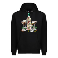 Black martini glasses and martini bottle Premium Hoodie - AdoDesignShop