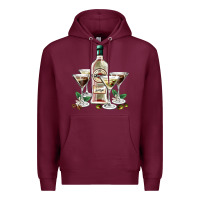 Burgundy martini glasses and martini bottle Premium Hoodie - AdoDesignShop