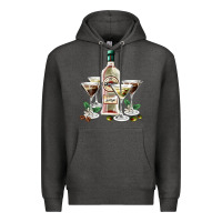 Charcoal Heather martini glasses and martini bottle Premium Hoodie - AdoDesignShop
