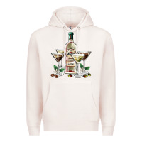 Pale Pink martini glasses and martini bottle Premium Hoodie - AdoDesignShop