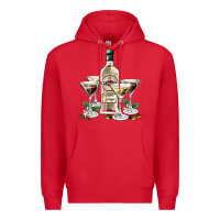 Red martini glasses and martini bottle Premium Hoodie - AdoDesignShop