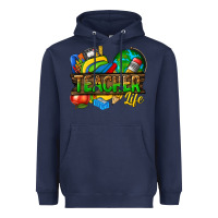 Navy teacher life Heavyweight Hoodie - texasbilliewilder