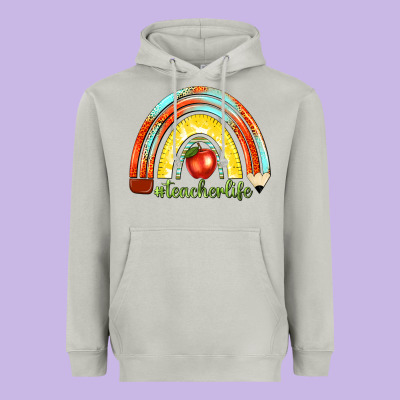 Heavyweight Hoodie teacher life with rainbow