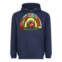 Navy teacher life with rainbow Heavyweight Hoodie - texasbilliewilder