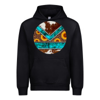 Black turquoise cowhide leopard sunflowers round Urban Hoodie - Artiststas