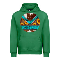 Emerald turquoise cowhide leopard sunflowers round Urban Hoodie - Artiststas