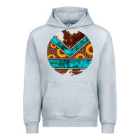 Heather Grey turquoise cowhide leopard sunflowers round Urban Hoodie - Artiststas
