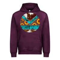 Mauve Wine turquoise cowhide leopard sunflowers round Urban Hoodie - Artiststas