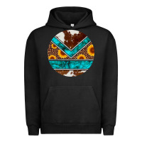 Pigment Black turquoise cowhide leopard sunflowers round Urban Hoodie - Artiststas
