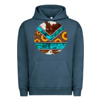 Pigment Midnight Navy turquoise cowhide leopard sunflowers round Urban Hoodie - Artiststas