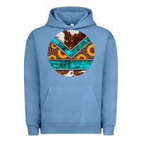 Pigment Pebble Blue turquoise cowhide leopard sunflowers round Urban Hoodie - Artiststas