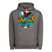 Pigment Tornado turquoise cowhide leopard sunflowers round Urban Hoodie - Artiststas