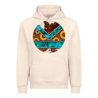 Sandshell turquoise cowhide leopard sunflowers round Urban Hoodie - Artiststas