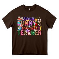 Chocolate Brown Every Bunny Favorite Teacher Easter Heavy Core Tee - CowhideDigitalArt