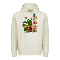 Oatmeal Heather cocrtail martini and gift and snow Premium Hoodie - AdoDesignShop