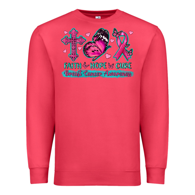 Faith Hope Cure Breast Cancer Awareness Premium Sweatshirt by texasbilliewilder | Teevron