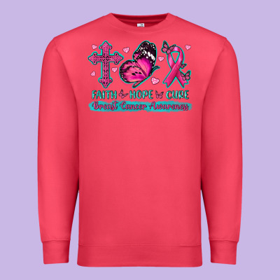 Faith Hope Cure Breast Cancer Awareness Premium Sweatshirt Designed By Texasbilliewilder