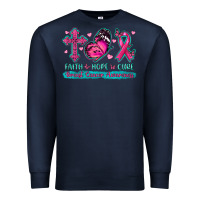 Navy Faith Hope Cure Breast Cancer Awareness Premium Sweatshirt - texasbilliewilder
