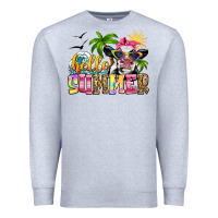 Heather Grey hello summer cow Premium Sweatshirt - Zillion Design Studio