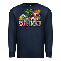 Navy hello summer cow Premium Sweatshirt - Zillion Design Studio