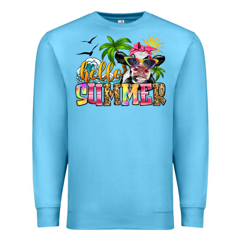 Hello Summer Cow Premium Sweatshirt by Zillion Design Studio | Teevron