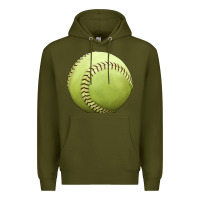 Army Green softball ball Premium Hoodie - JahusDesignShop