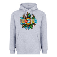 Heather Grey teacher sunflower tbw Heavyweight Hoodie - texasbilliewilder