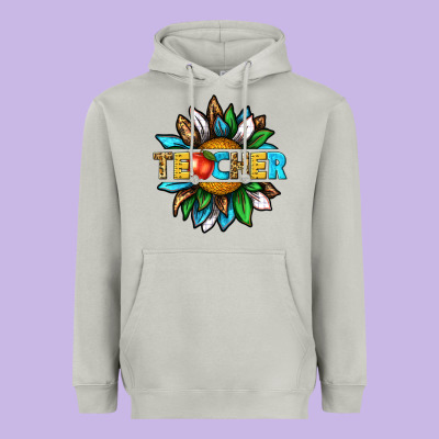 Heavyweight Hoodie teacher sunflower tbw
